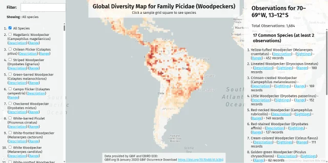 Map visualization from Project BirdMap
